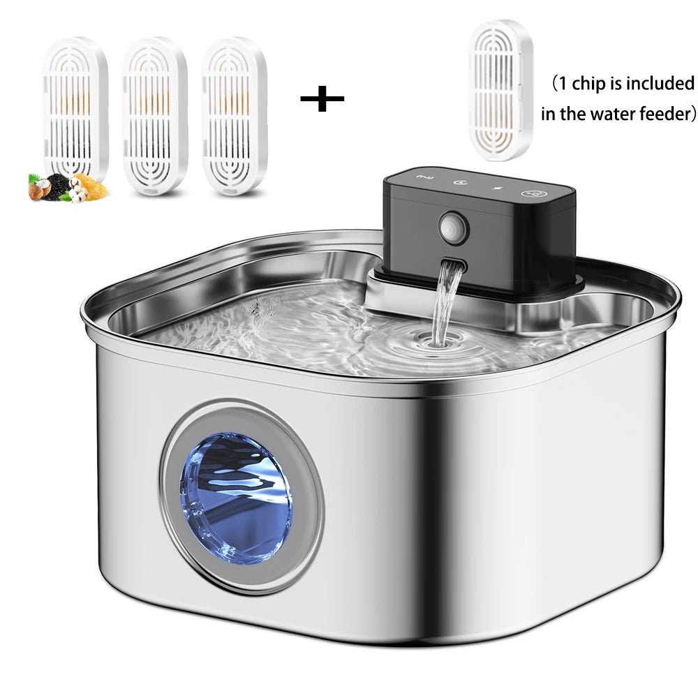 3.2L Smart Sensor Pet Water Fountain – Stainless Steel Automatic Cat & Dog Water Dispenser | Motion Activated, Quiet & Filtered