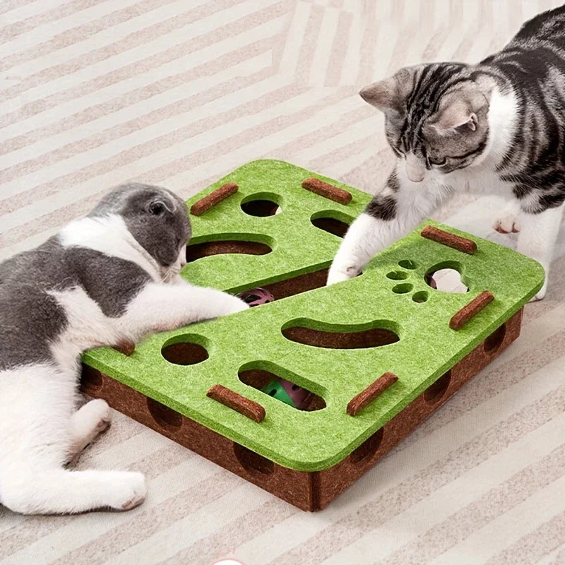 Interactive Cat Puzzle Toy Felt Maze Tunnel with Bell Ball Indoor Entertainment