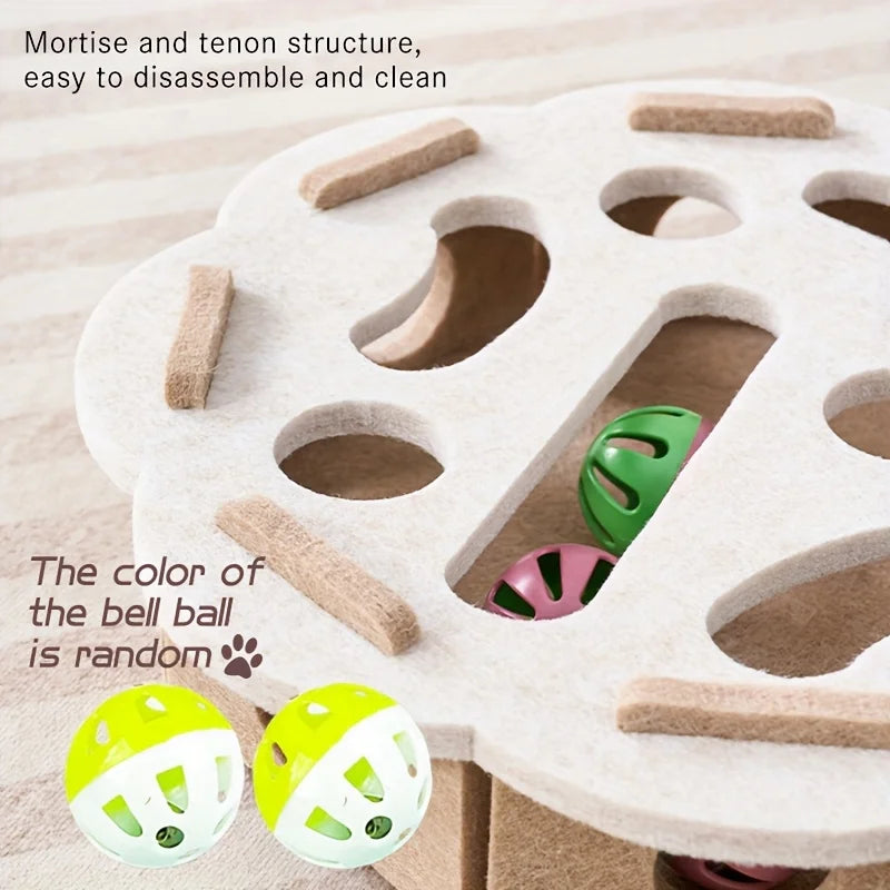 Interactive Cat Puzzle Toy Felt Maze Tunnel with Bell Ball Indoor Entertainment