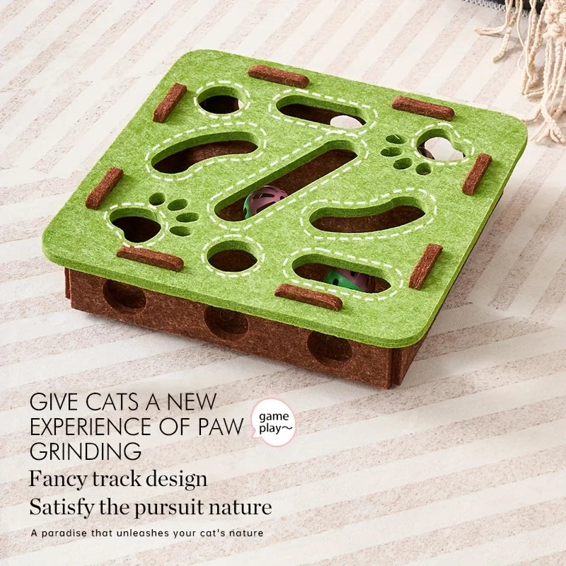 Interactive Cat Puzzle Toy Felt Maze Tunnel with Bell Ball Indoor Entertainment