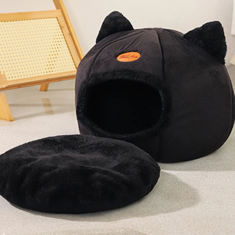 Cosy Cat Cave Bed | Warm Soft Indoor Cat House for Cats & Small Dogs