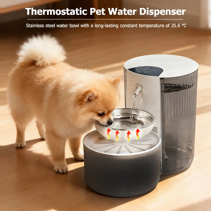Heated Pet Water Fountain | Smart Stainless Steel Cat & Dog Water Dispenser