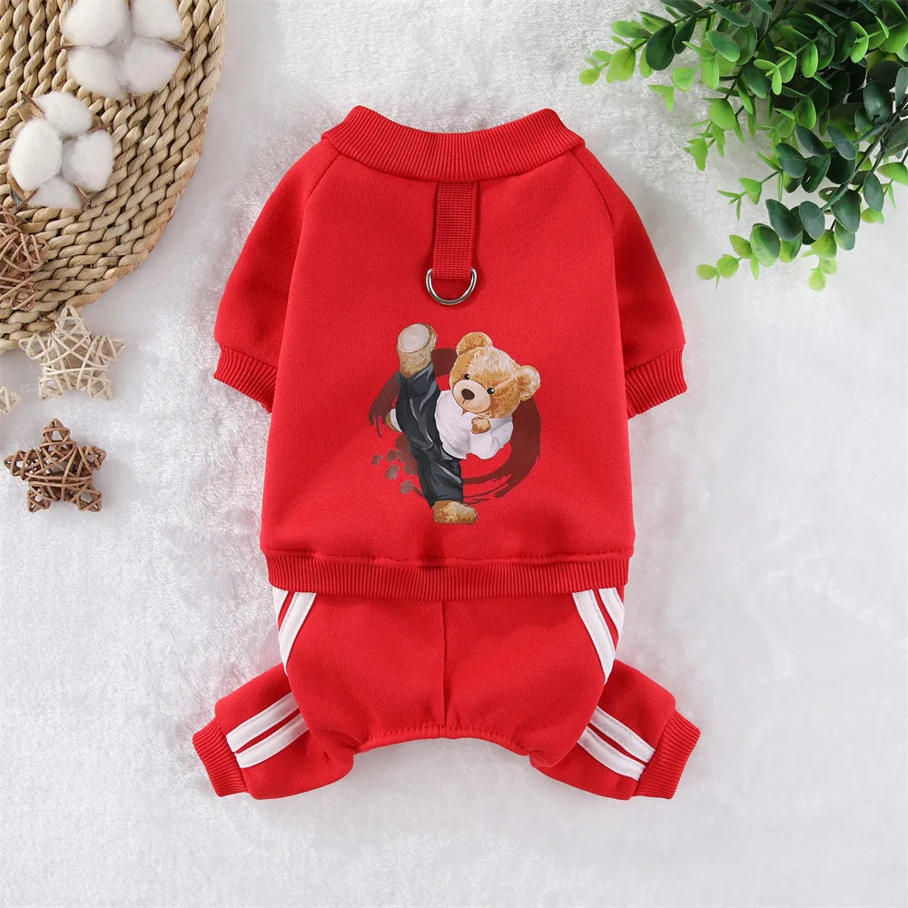 Dog Winter Jumpsuit Warm Fleece Hoodie Outfit for Small Medium Dogs Puppy Clothes