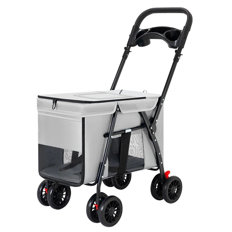 Foldable Dog Stroller Wagon for Large Dogs Convertible Pet Cart with Mesh Ventilation