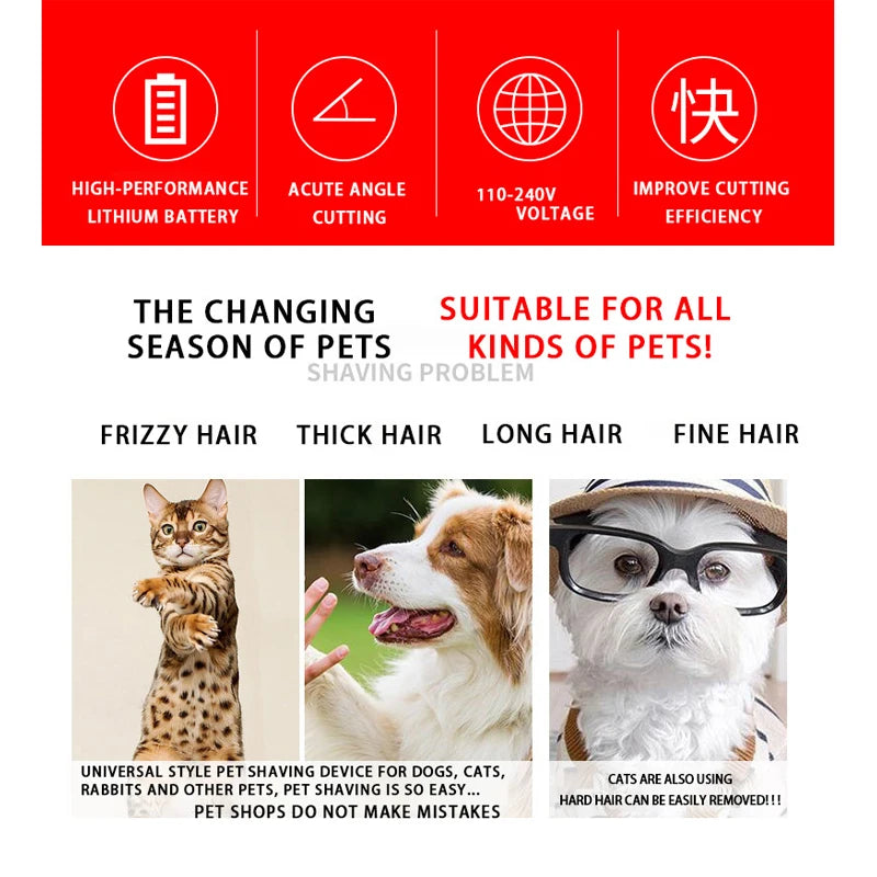 Professional Electric Pet Clipper – Rechargeable Dog & Cat Grooming Trimmer
