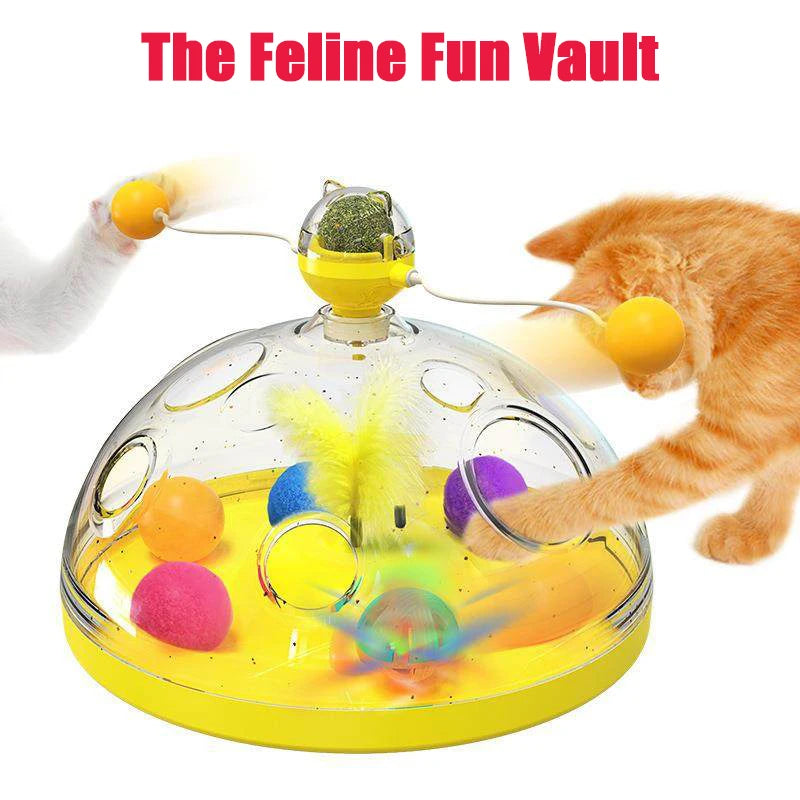Interactive Cat Toy Box for Indoor Cats – Catnip Ball & Rotating Teaser Wand