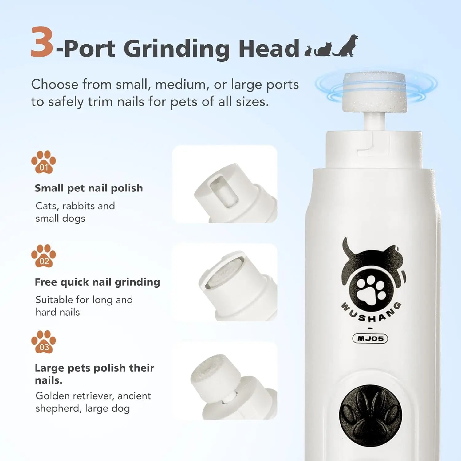 Dog Nail Grinder with LED Light | Quiet USB Rechargeable Pet Trimmer