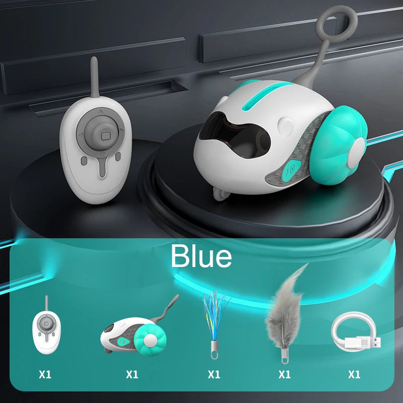 Automatic Rolling Cat Toy Car with Remote Control – Interactive Rechargeable Toy for Indoor Cats