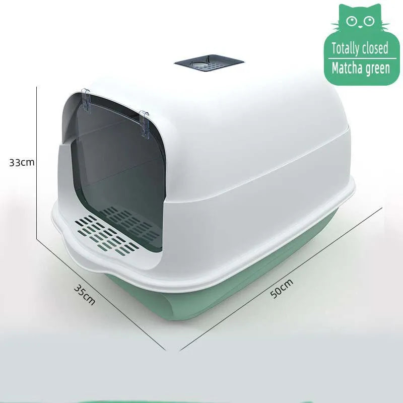 Fully Enclosed Cat Litter Box Spillproof Deodorised Large Capacity Cat Toilet with Easy Clean Design