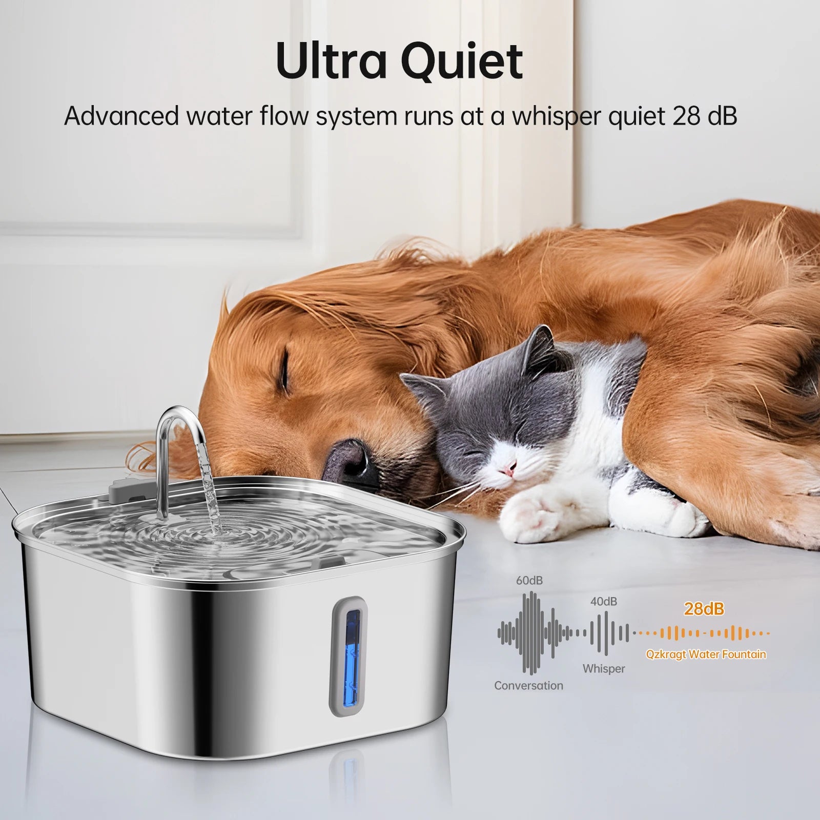 7L Dog Water Fountain Stainless Steel | Automatic Pet Drinking Fountain