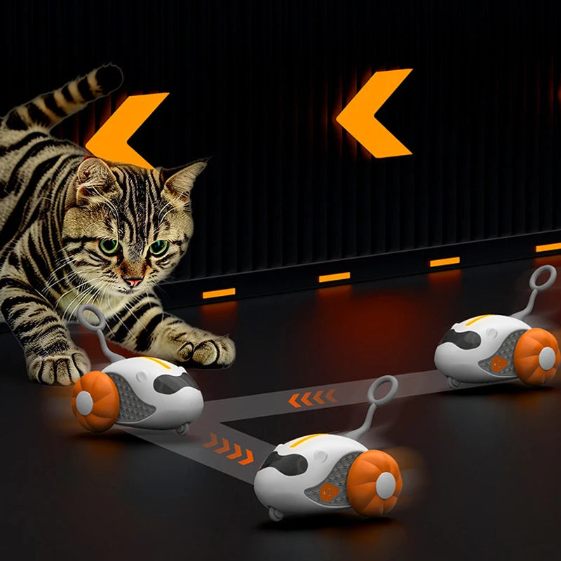 Automatic Rolling Cat Toy Car with Remote Control – Interactive Rechargeable Toy for Indoor Cats