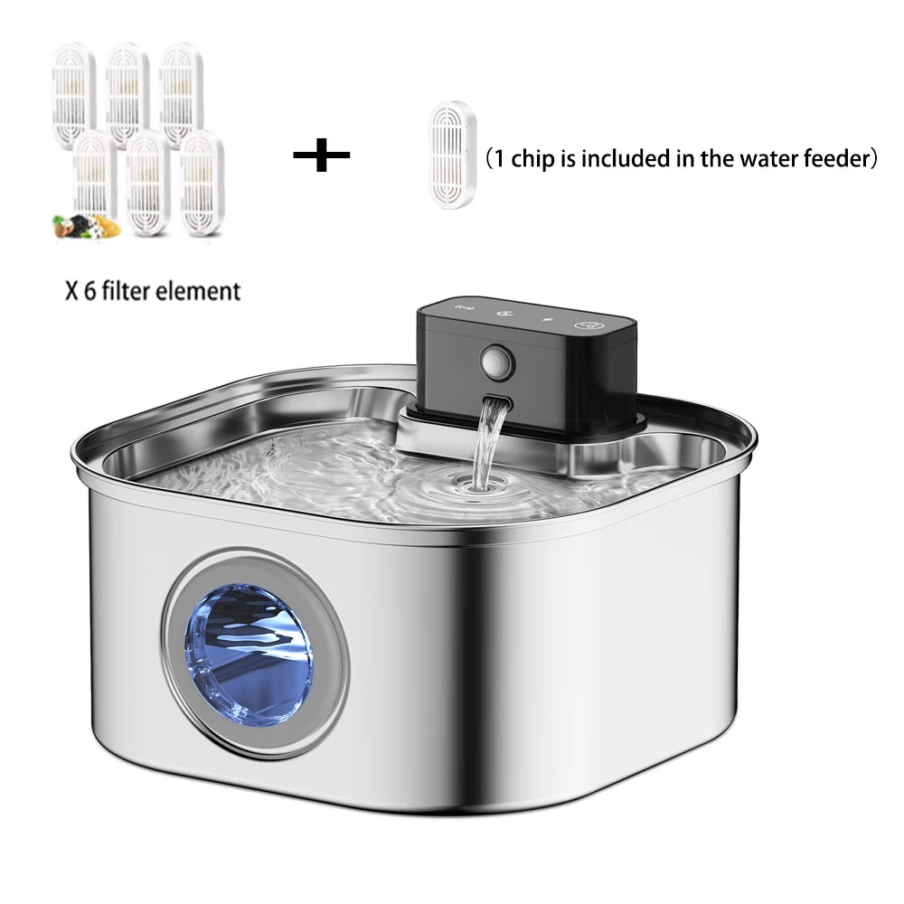 3.2L Smart Sensor Pet Water Fountain – Stainless Steel Automatic Cat & Dog Water Dispenser | Motion Activated, Quiet & Filtered