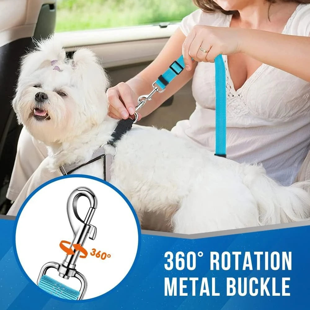 Adjustable Dual Dog Car Seat Belt Nylon Safety Lead Secure Pet Travel Harness