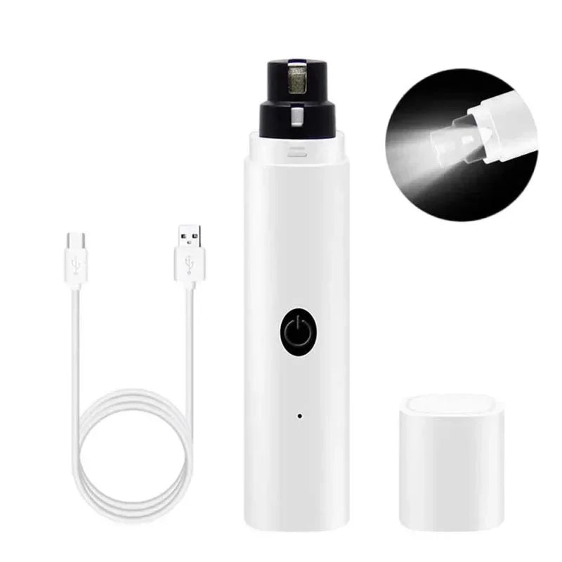 USB Dog Nail Grinder with LED Light – Quiet Rechargeable Pet Nail Trimmer