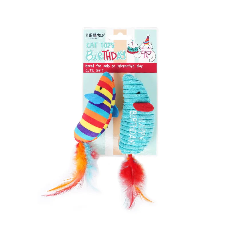 Catnip Feather Mouse Cat Toy (2 Pack) | Bark&Whiskers