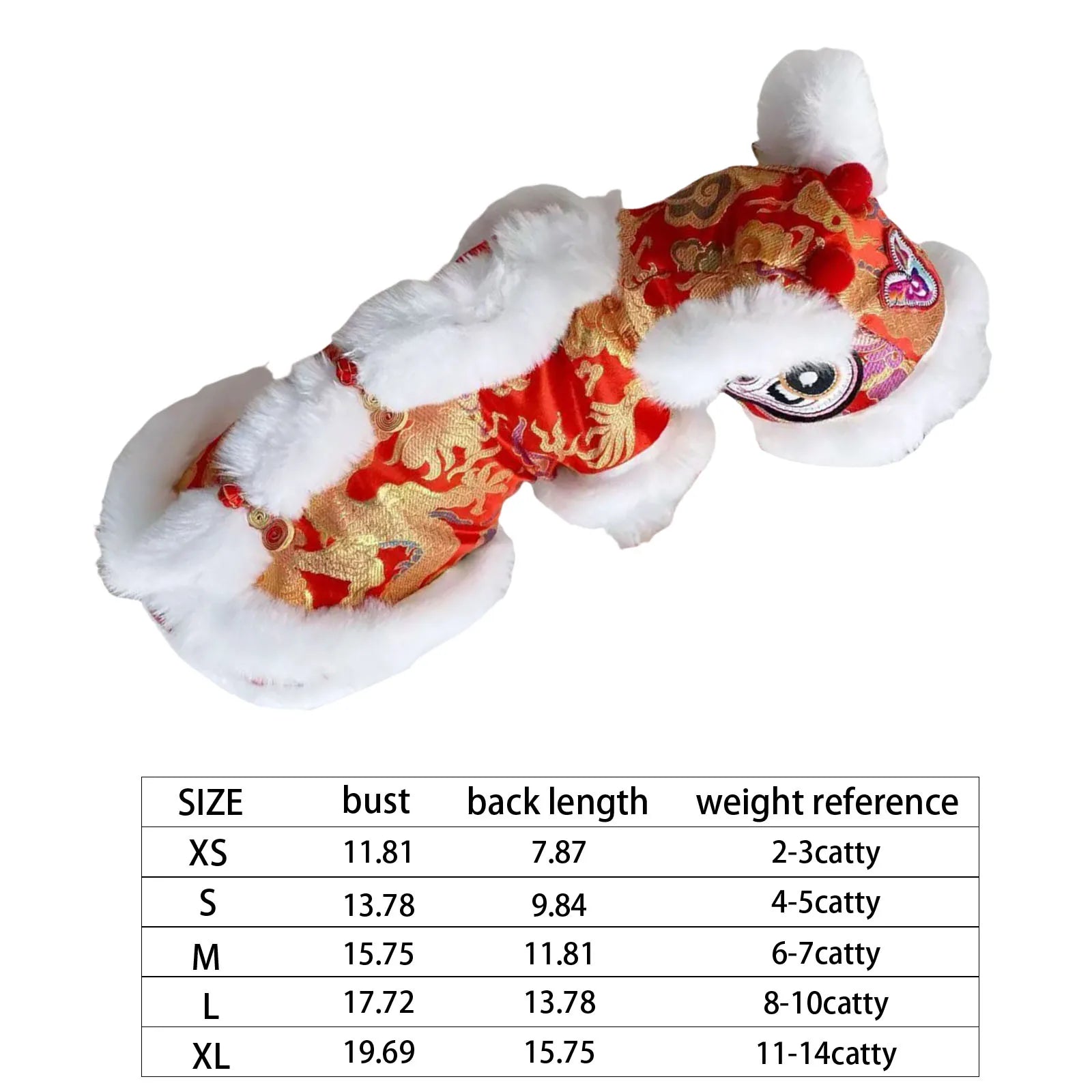 Lion Dance Dog Costume for Small & Medium Dogs – Warm Festive Pet Outfit for Winter & Holidays
