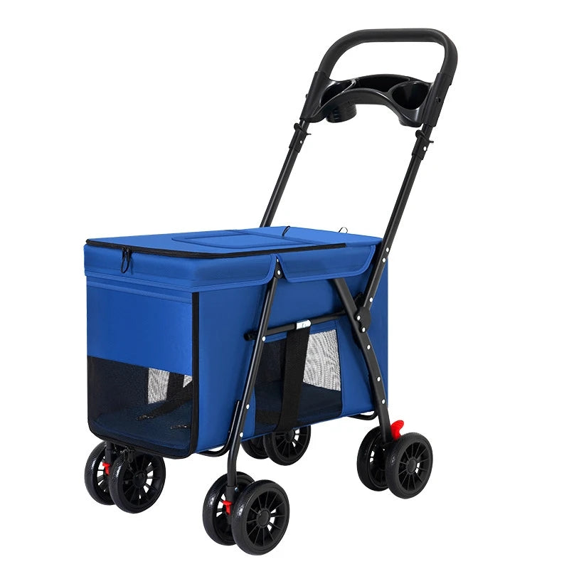 Foldable Dog Stroller Wagon for Large Dogs Convertible Pet Cart with Mesh Ventilation