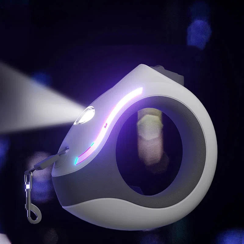 LED Retractable Dog Lead .Rechargeable Light-Up Lead for Safe Night Walks