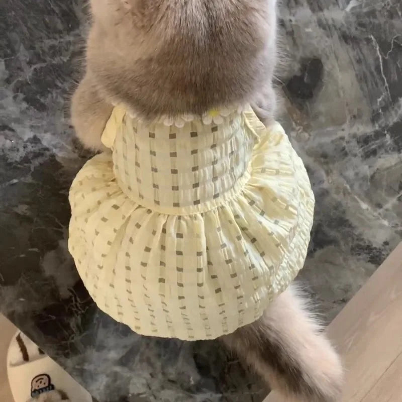 Cute Plaid Pet Summer Vest Breathable Outfit for Cats and Small Dogs Stylish Instagram Look