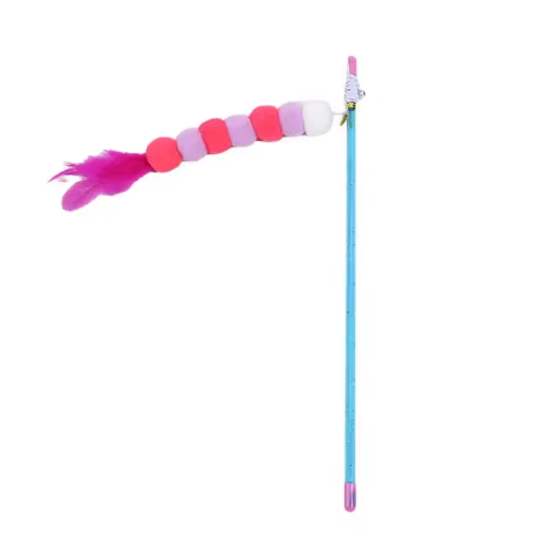 Interactive Feather Cat Teaser Wand with Bell – Fun Exercise Toy for Indoor Cats