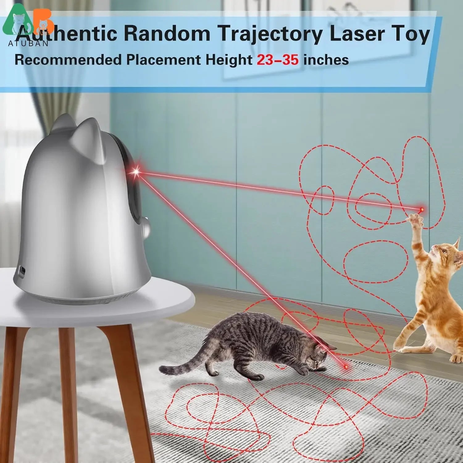 ATUBAN Automatic Laser Cat Toy – Interactive Rechargeable Toy for Indoor Cats