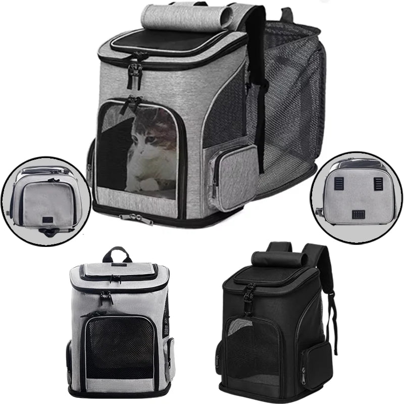 Expandable Pet Backpack | Breathable Foldable Cat & Dog Carrier Bag