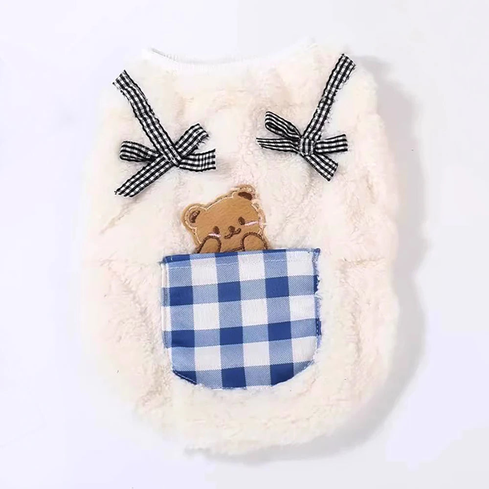 Cozy Plush Pet Vest Warm Fleece Sleeveless Coat for Small Dogs and Cats Winter Outfit