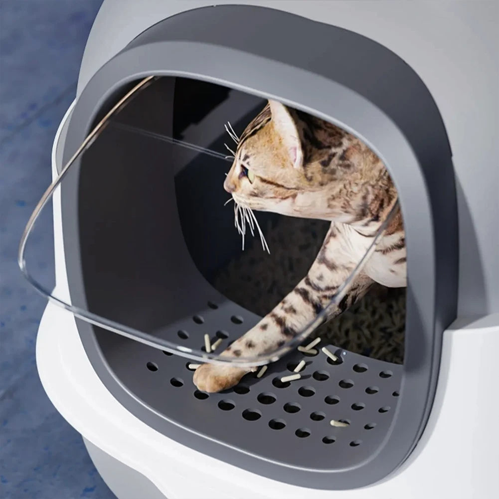 UV Cat Litter Box Enclosed with Deodorising Sterilisation Large Capacity Easy Clean Covered Cat Toilet