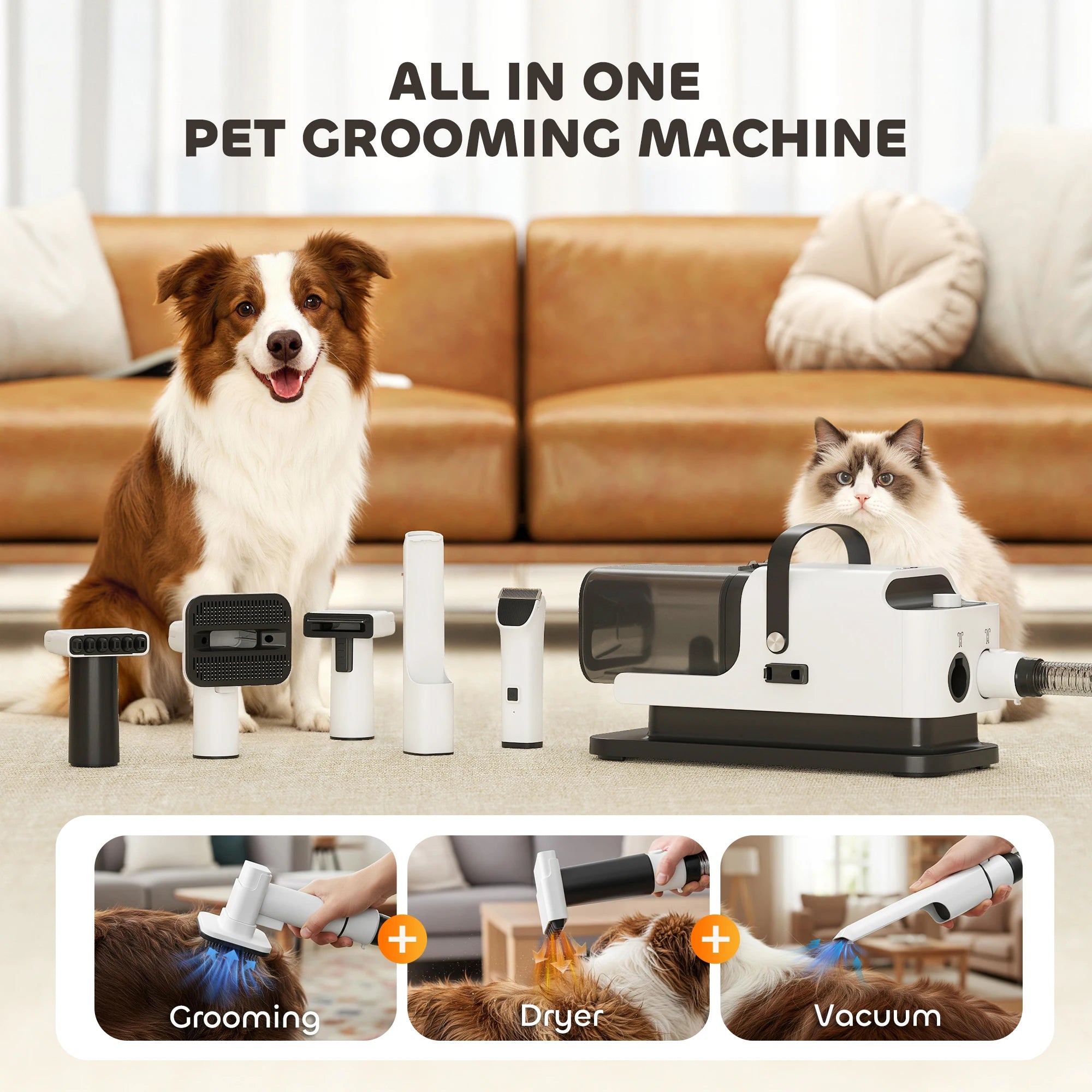 5-in-1 Dog Grooming Vacuum & Dryer Kit – Pet Hair Vacuum with Clipper