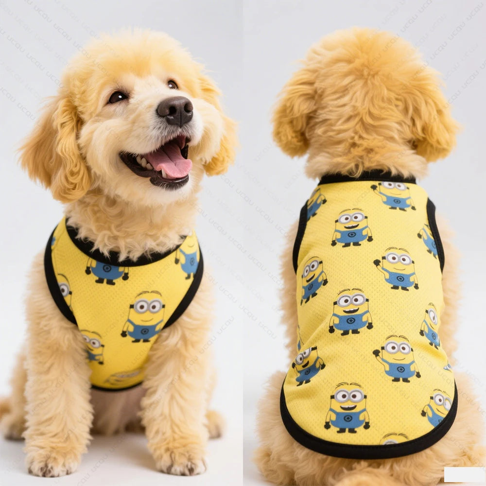 Minions Dog Vest Breathable Summer Pet Shirt Lightweight Sleeveless Dog Clothing.