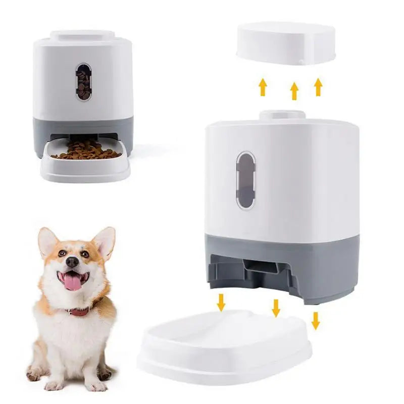 Interactive Pet Food Dispenser 1.5L | Press Treat Feeder with Bow