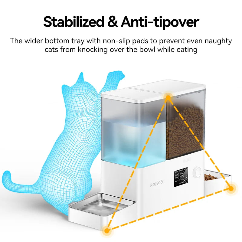 ROJECO 2-in-1 Automatic Cat Feeder & Water Fountain 8.5L | Large Capacity Pet Food Dispenser