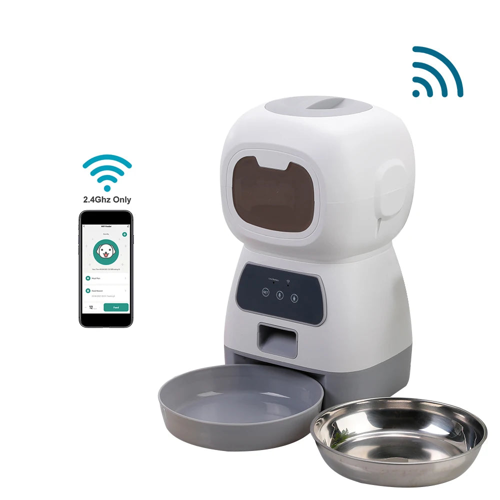 Smart WiFi Automatic Pet Feeder 3.5L with Timer & Voice Recorder | Cat & Dog Food Dispenser