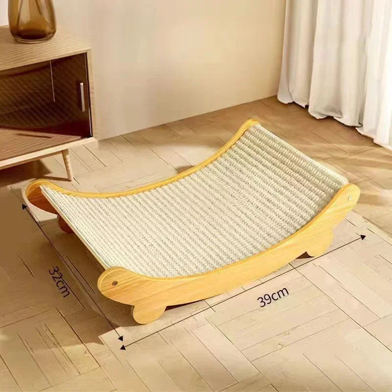 Wooden Cat Scratching Bed with Sisal | Durable Cat Scratcher & Lounger