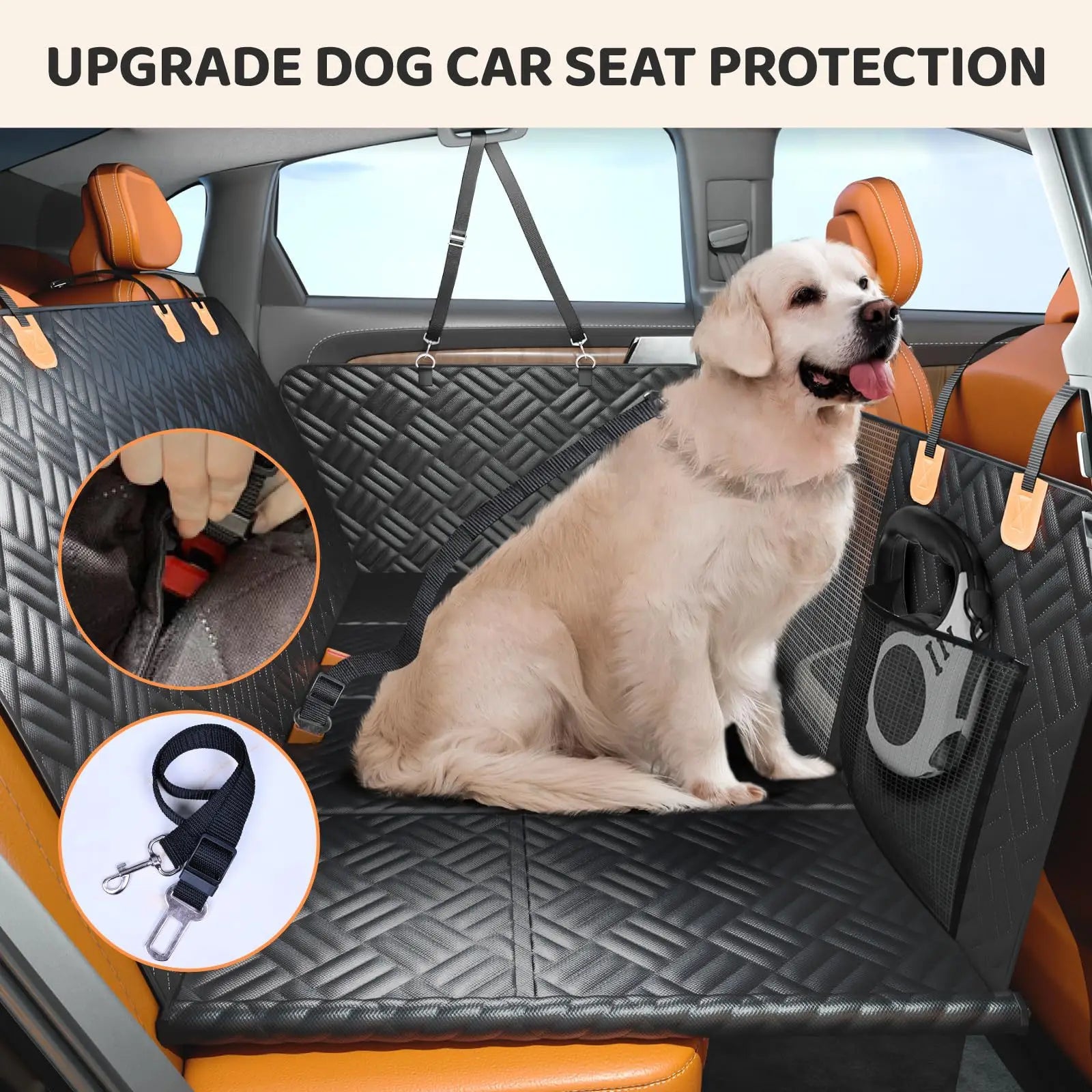 Waterproof Dog Car Hammock Hard Bottom Seat Extender for SUVs Trucks
