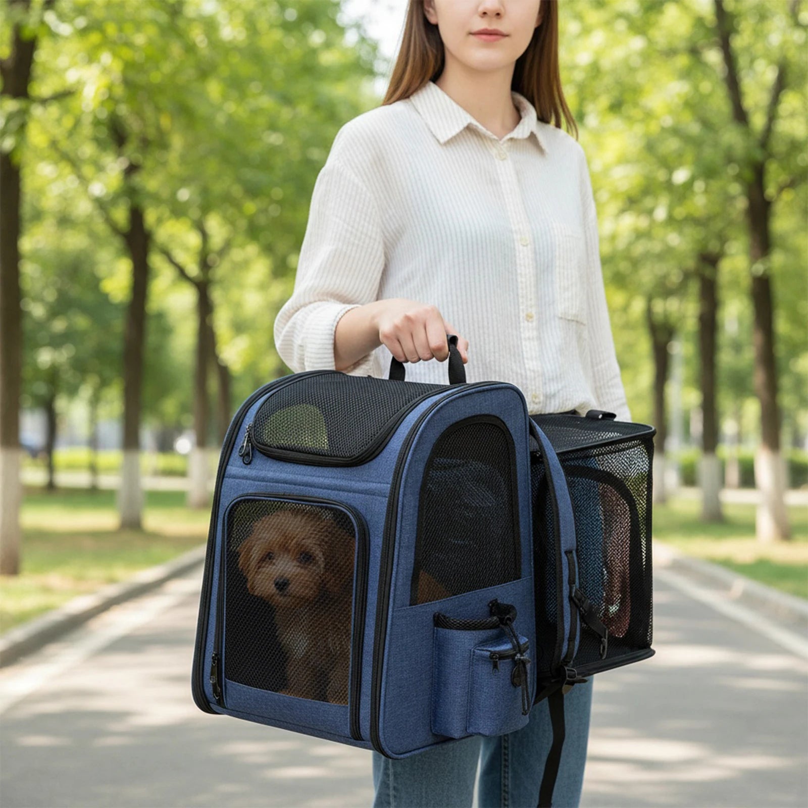 Expandable Pet Carrier Backpack – Breathable Travel Backpack for Cats & Small Dogs
