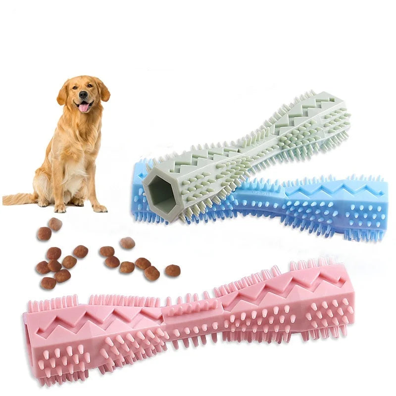 Dog Teething Chew Stick Bite Resistant Treat Dispensing Toy Leak Proof Design