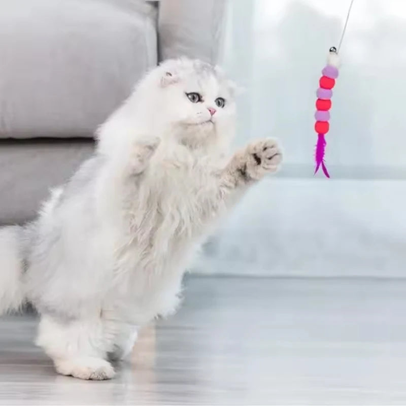 Interactive Feather Cat Teaser Wand with Bell – Fun Exercise Toy for Indoor Cats
