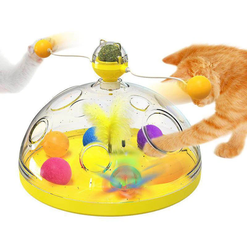 Interactive Cat Toy Box for Indoor Cats – Catnip Ball & Rotating Teaser Wand
