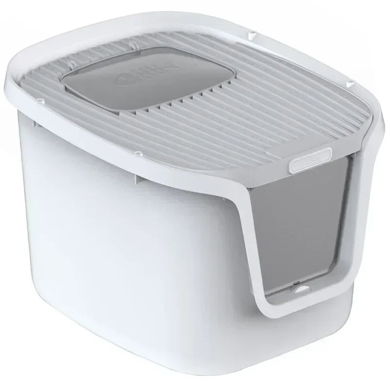 Large Enclosed Cat Litter Box with Lid Anti Odor Multi Entry Easy Clean Cat Toilet