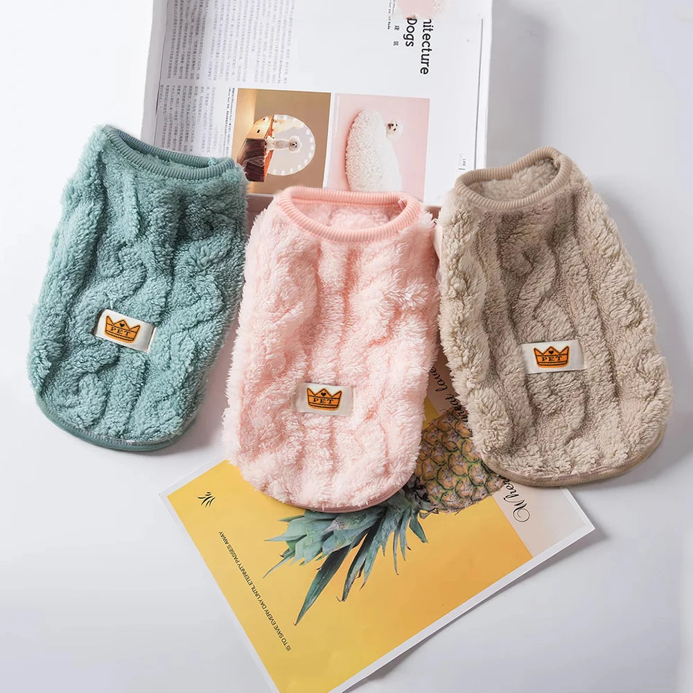 Warm Fleece Pet Sweater for Cats and Small Dogs Soft Autumn Winter Clothes