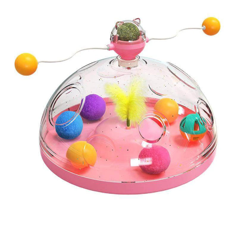 Interactive Cat Toy Box for Indoor Cats – Catnip Ball & Rotating Teaser Wand