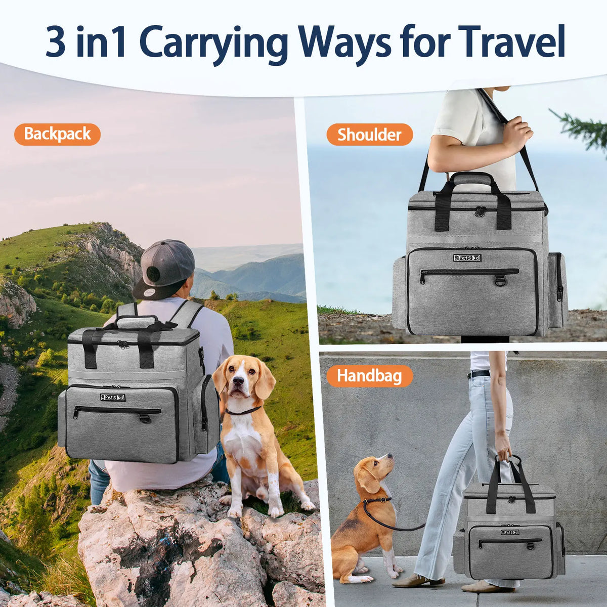 Dog Travel Bag – 27L Pet Travel Organiser with Bowls & Food Bags