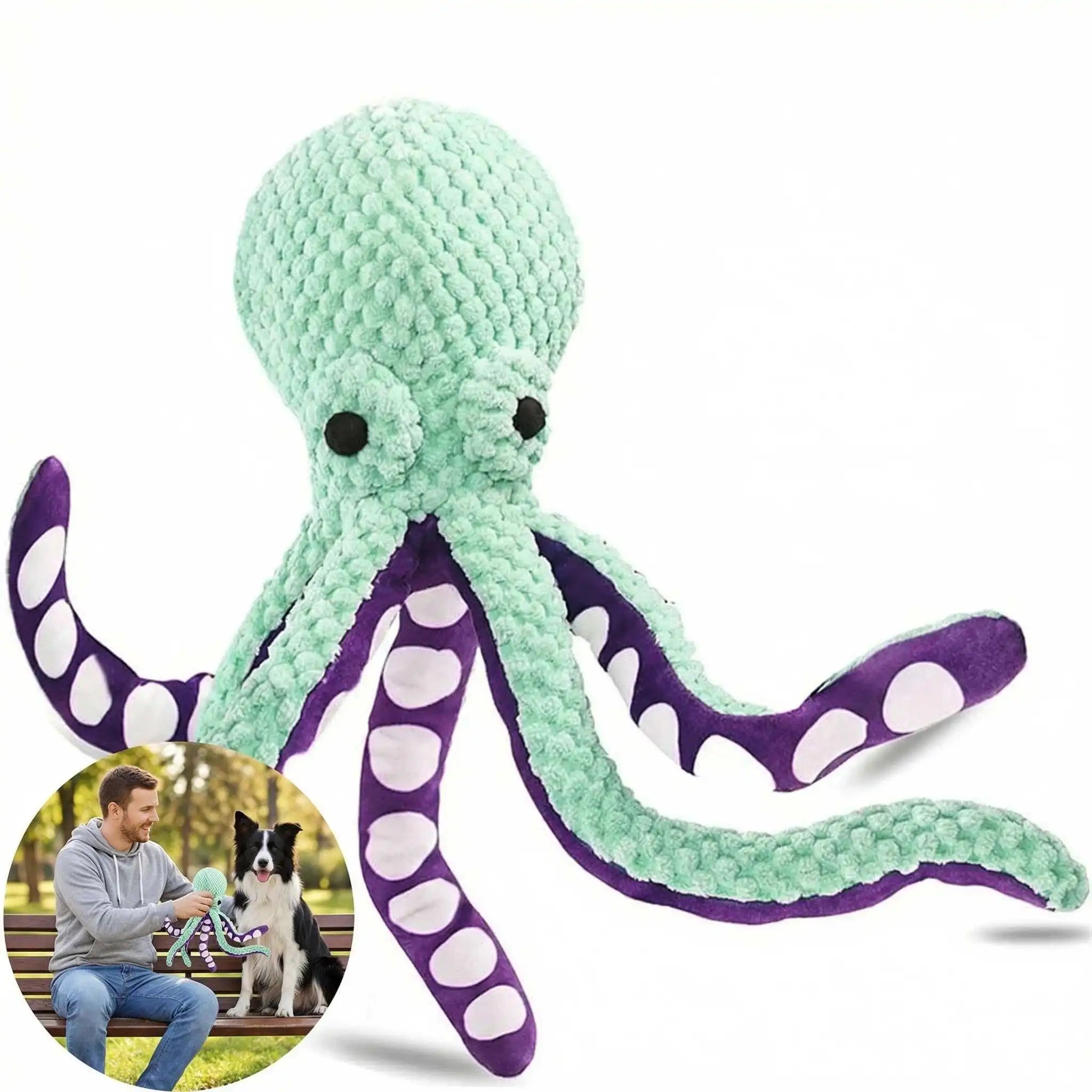 Squeaky Octopus Dog Toy Soft Plush Interactive Chew Toy for Puppies Dental Training