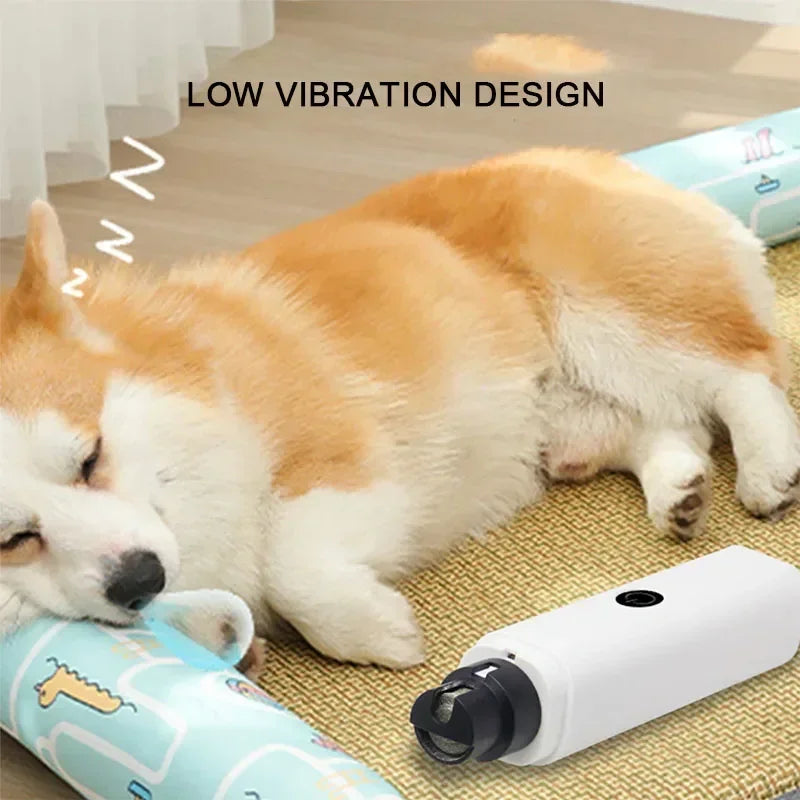 USB Dog Nail Grinder with LED Light – Quiet Rechargeable Pet Nail Trimmer