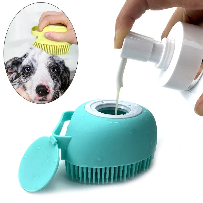 Dog Cat Bath Massage Glove Soft Silicone Grooming Brush for Cleaning Shedding Hair
