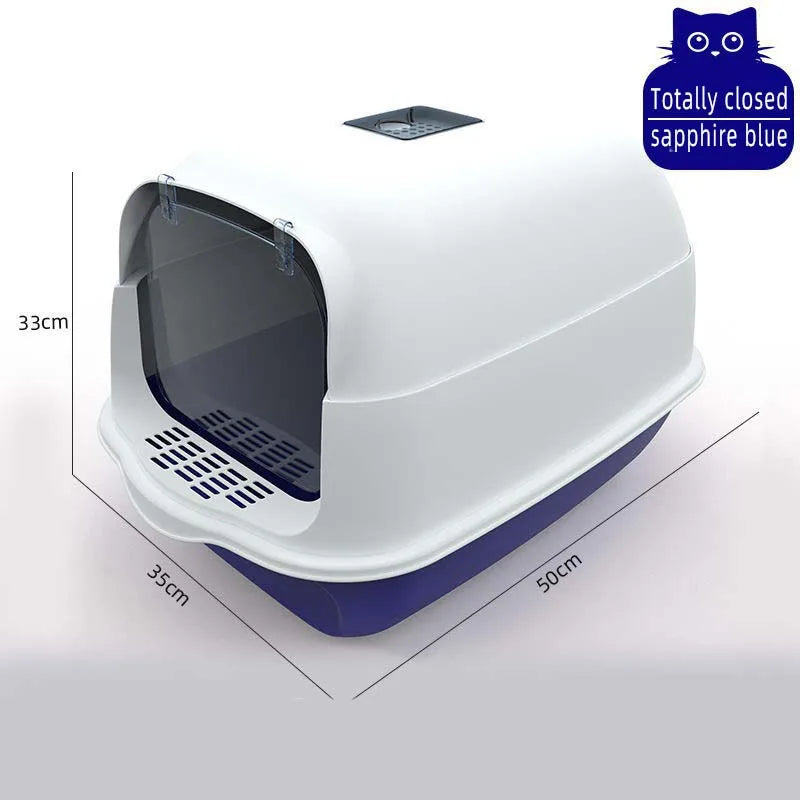 Fully Enclosed Cat Litter Box Spillproof Deodorised Large Capacity Cat Toilet with Easy Clean Design