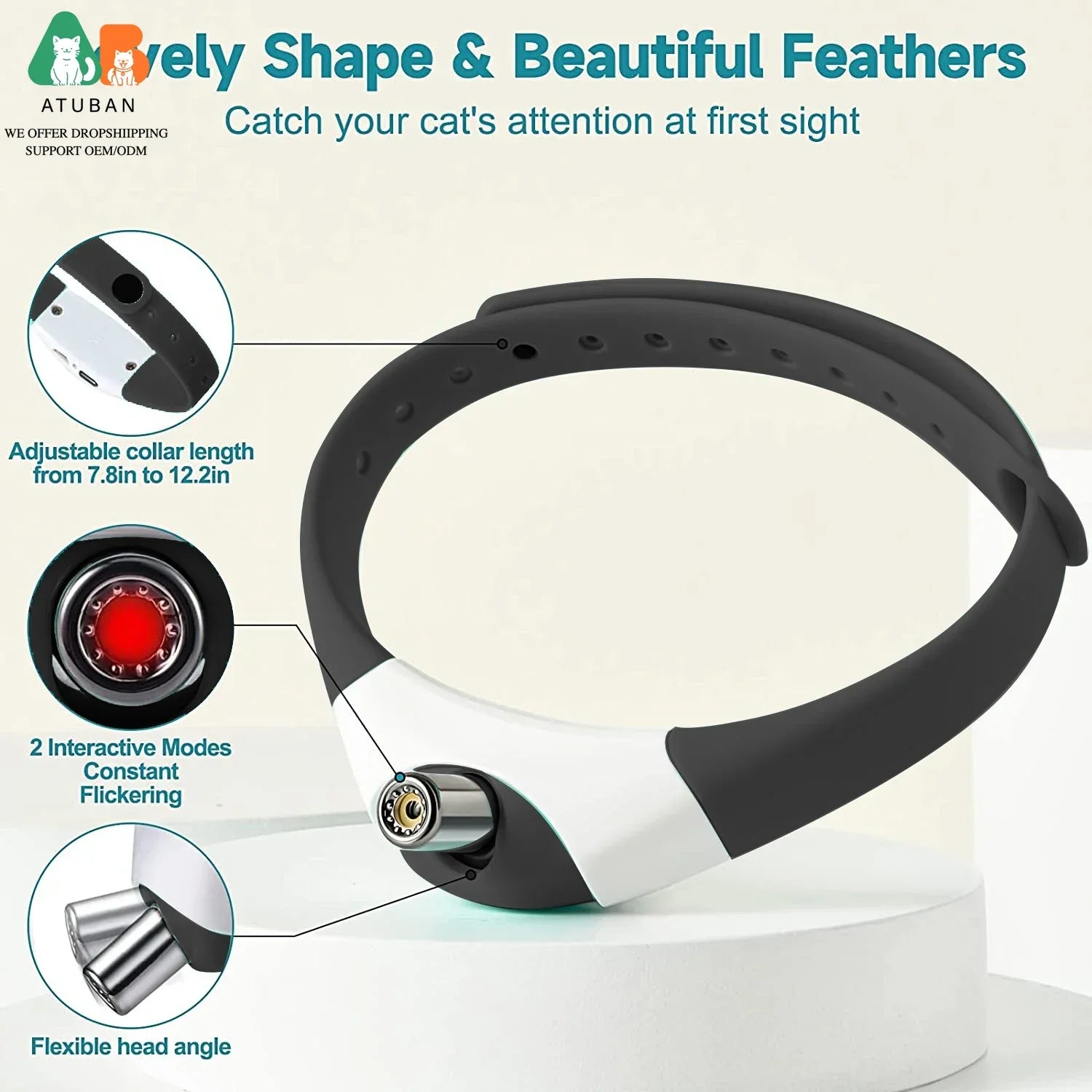 Hands-Free Laser Cat Collar Toy – USB Rechargeable Interactive Laser Collar for Indoor Cats