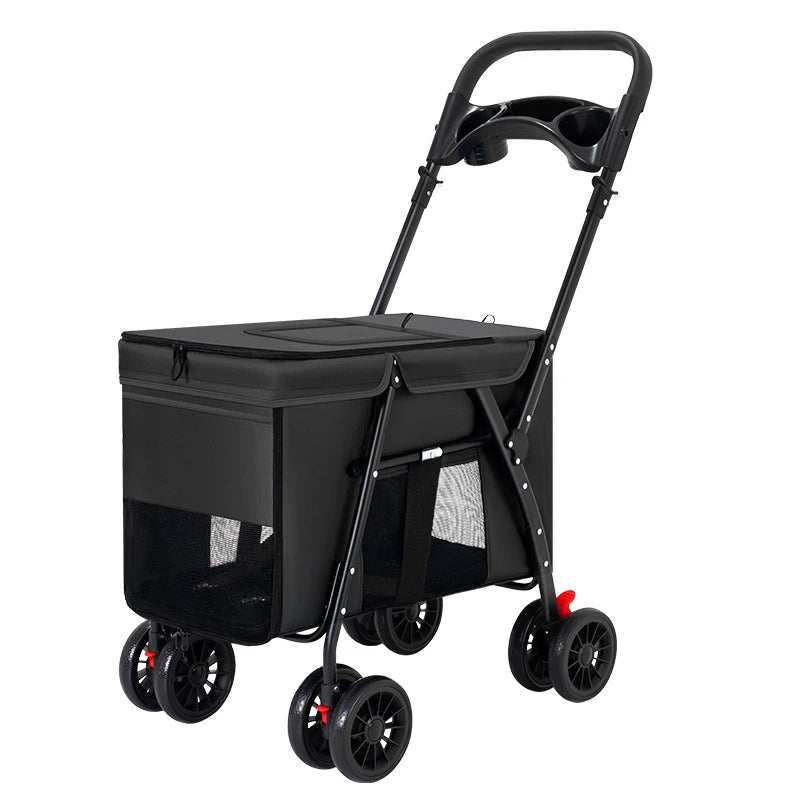 Foldable Dog Stroller Wagon for Large Dogs Convertible Pet Cart with Mesh Ventilation