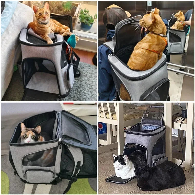 Expandable Pet Backpack | Breathable Foldable Cat & Dog Carrier Bag